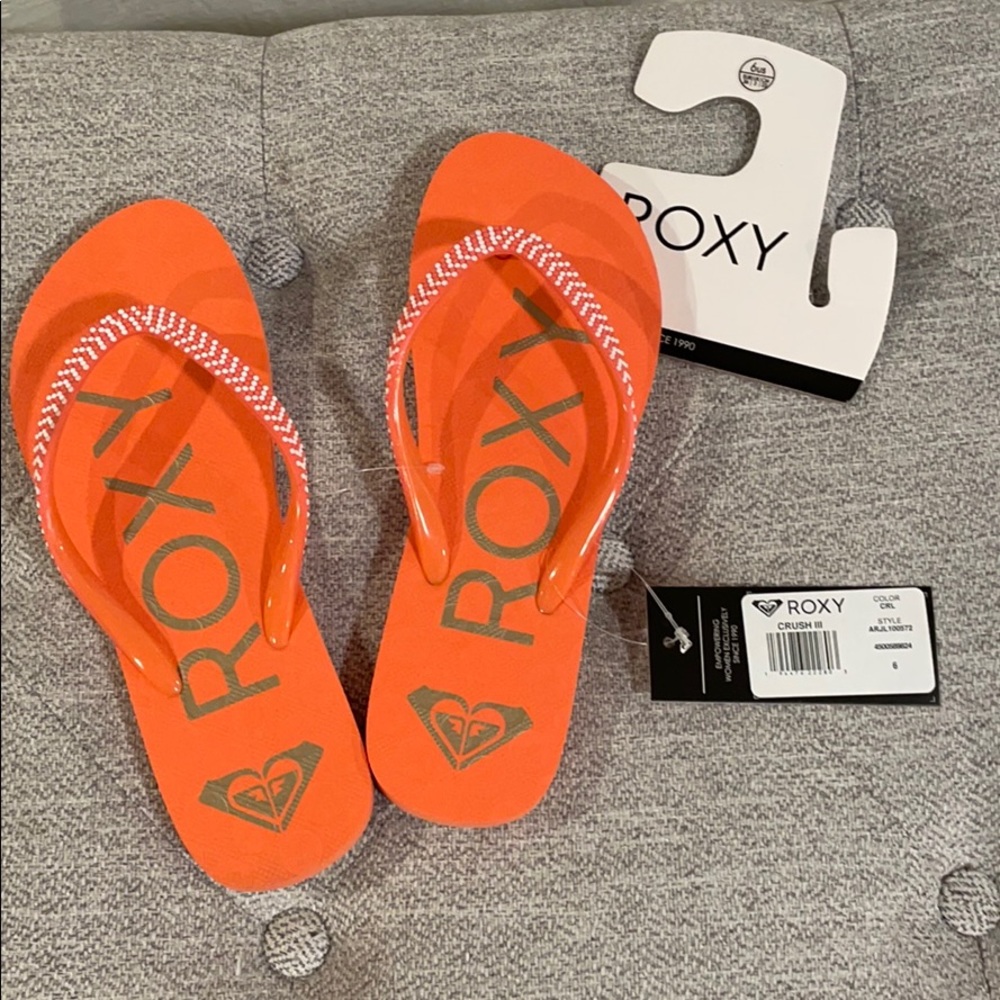 Roxy Orange Logo Flip Flop Sandals